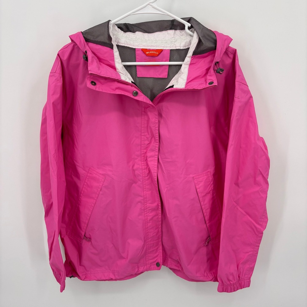 Merrell Windbreaker Jacket Women Medium Pink Excellent Hooded Ripstop JWS26353
